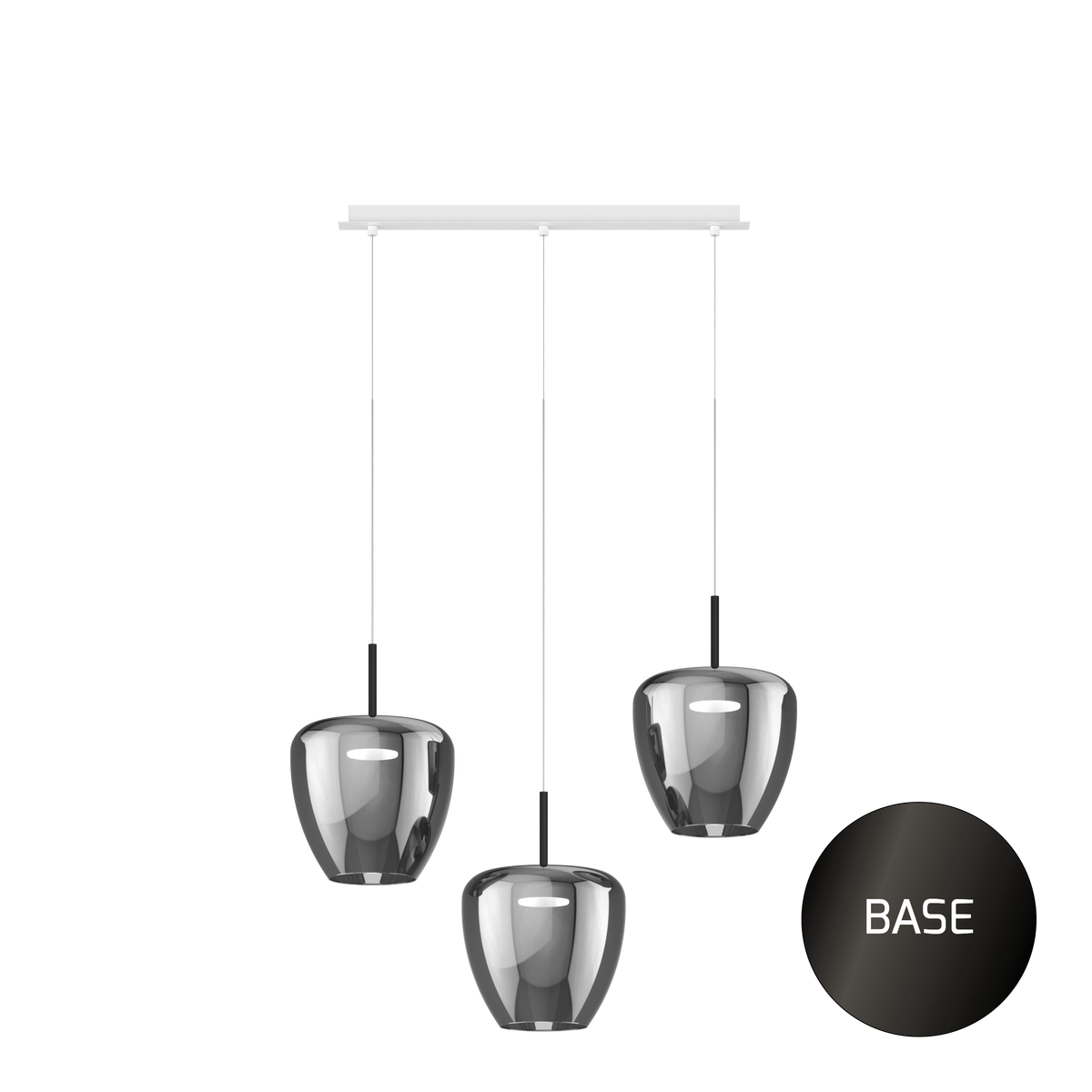1236NB/S3 RG-FU SOSP. NEARLY BLACK 3 LUCI RETTANGOLARE VETRI GRANDI FUME