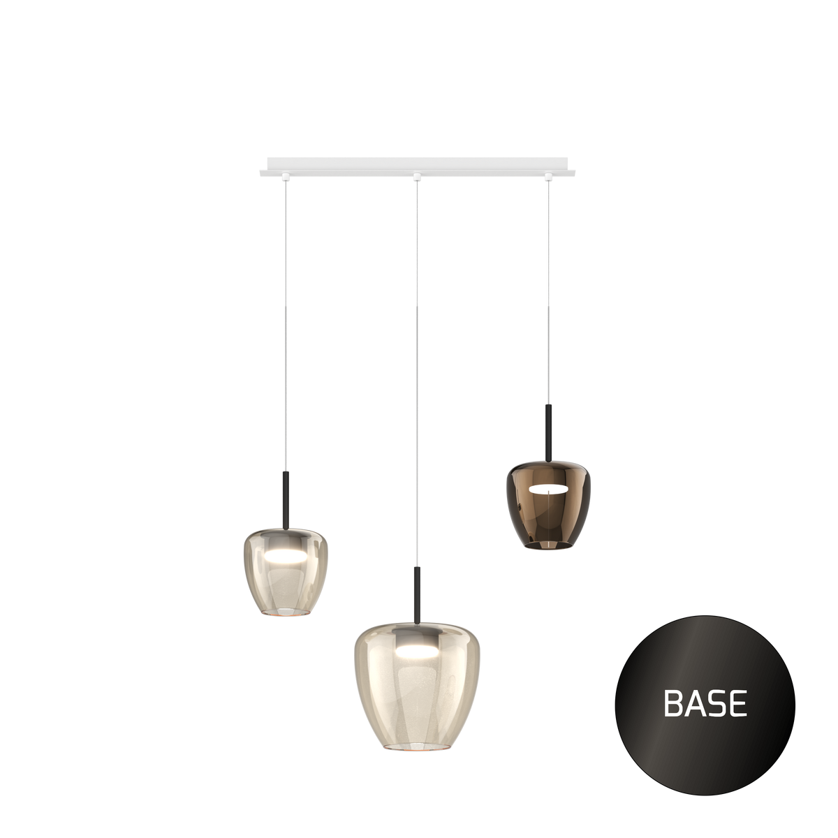 1236NB/S3 RMIX-AB SOSP. NEARLY BLACK 3 LUCI RETTANGOLARE VETRI (1 PICCOLO AMBRA + 1 PICCOLO BRONZO + 1 GRANDE AMBRA)