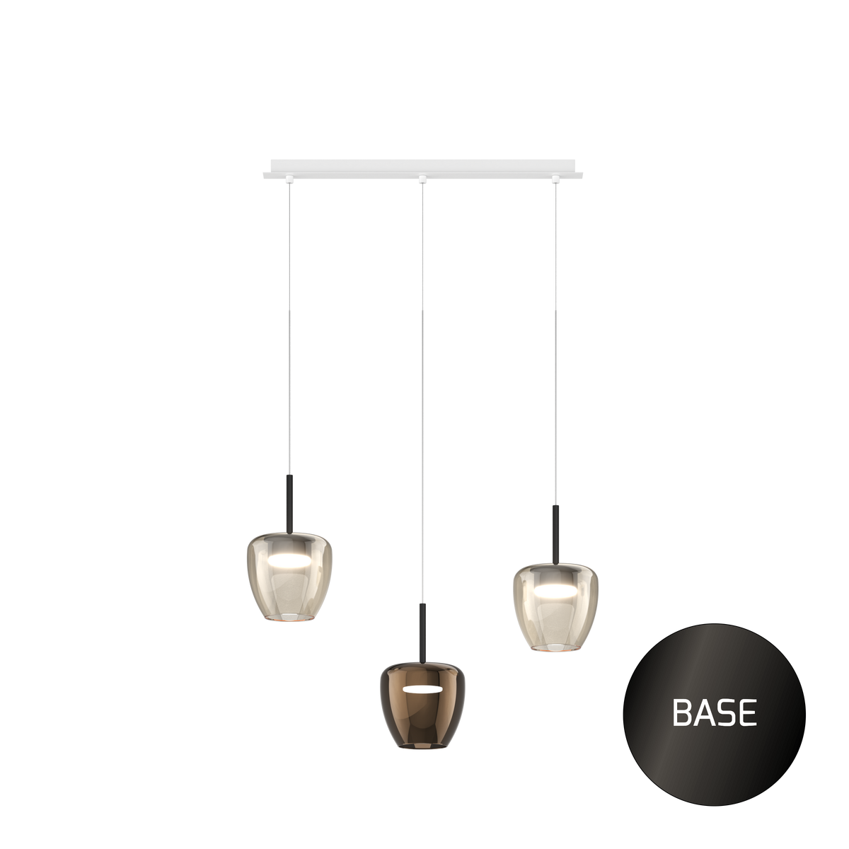 1236NB/S3 RP-AB SOSP. NEARLY BLACK 3 LUCI RETTANGOLARE VETRI PICCOLI (2 AMBRA + 1 BRONZO)