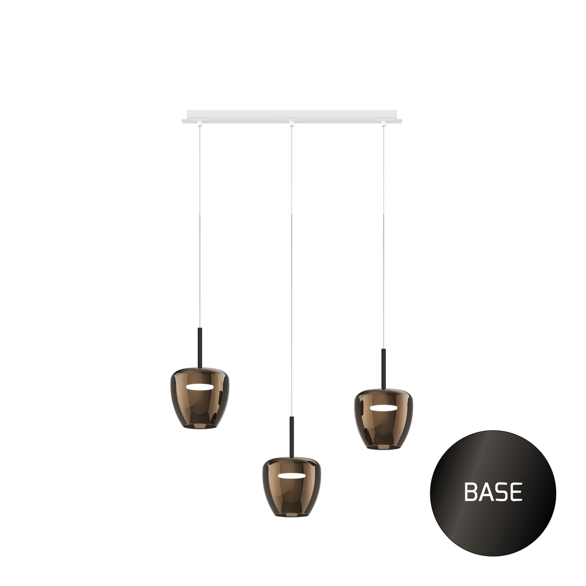1236NB/S3 RP-BR SOSP. NEARLY BLACK 3 LUCI RETTANGOLARE VETRI PICCOLI BRONZO