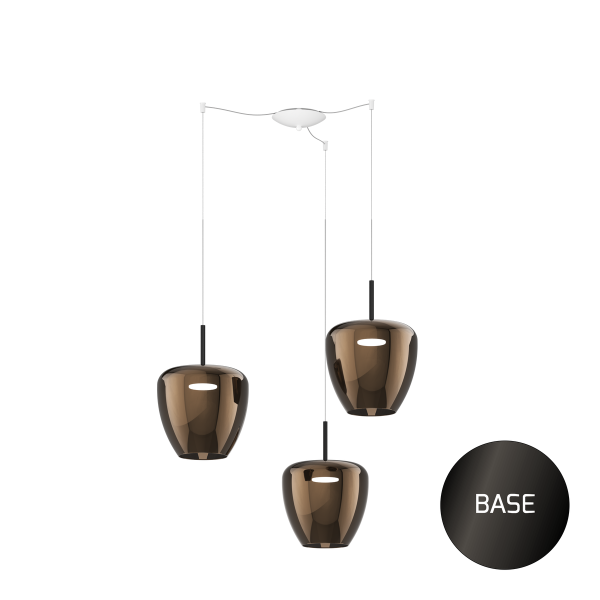 1236NB/S3 SG-BR SOSP. NEARLY BLACK 3 LUCI SPOSTABILE VETRI GRANDI BRONZO