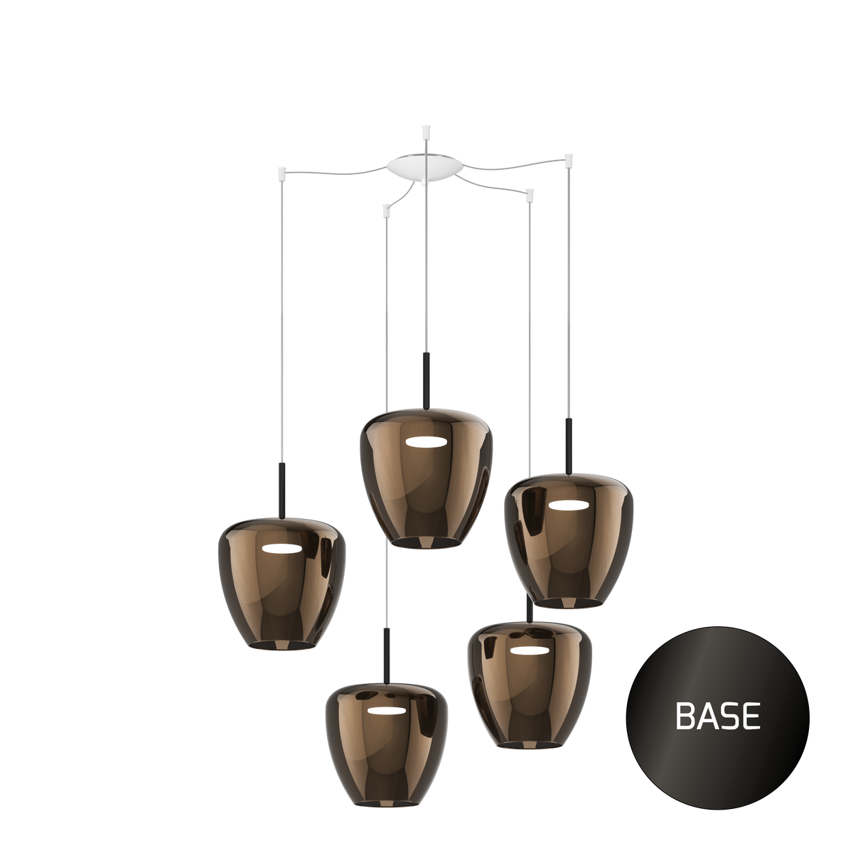 1236NB/S5 SG-BR SOSP. NEARLY BLACK 5 LUCI SPOSTABILE VETRI GRANDI BRONZO