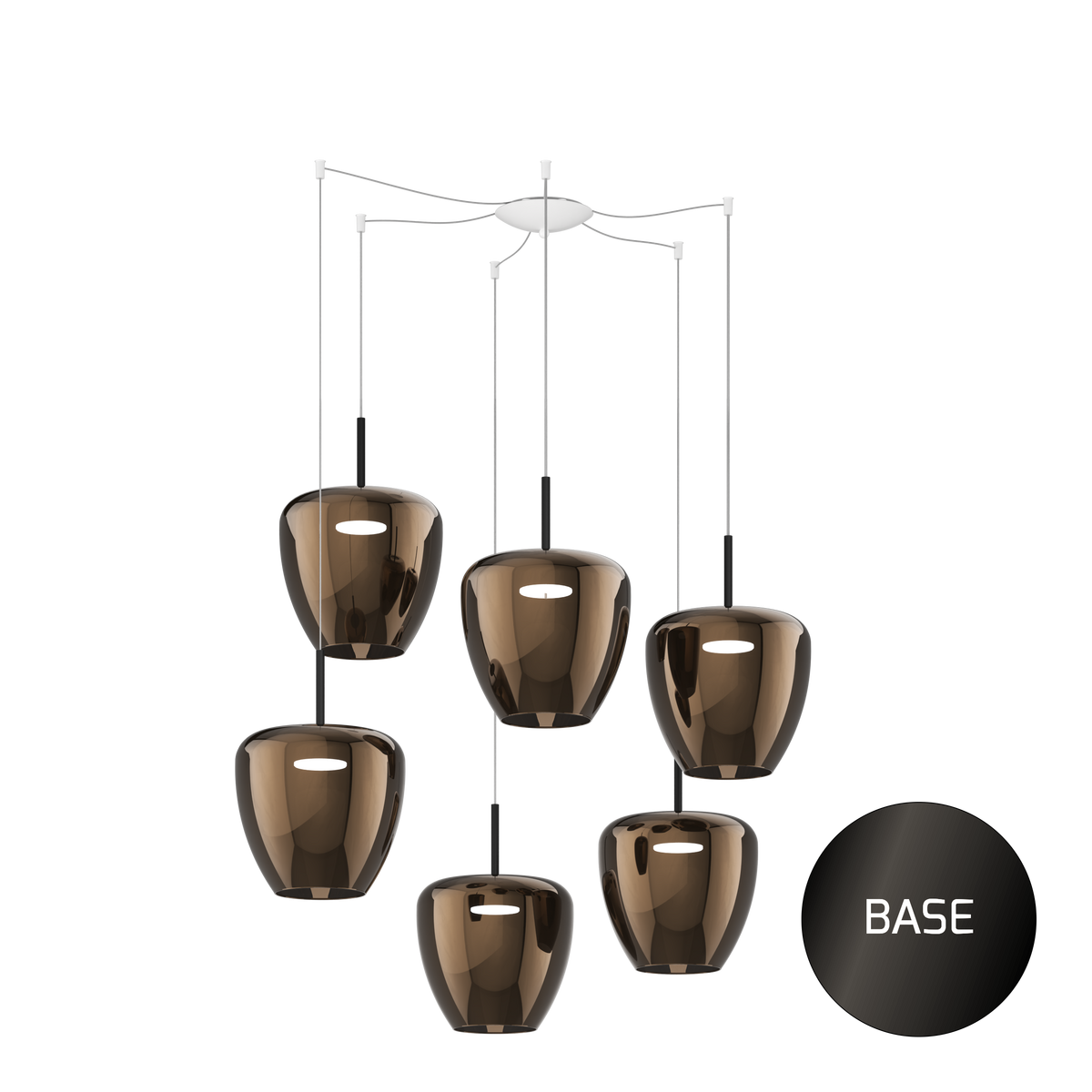 1236NB/S6 SG-BR SOSP. NEARLY BLACK 6 LUCI SPOSTABILE VETRI GRANDI BRONZO