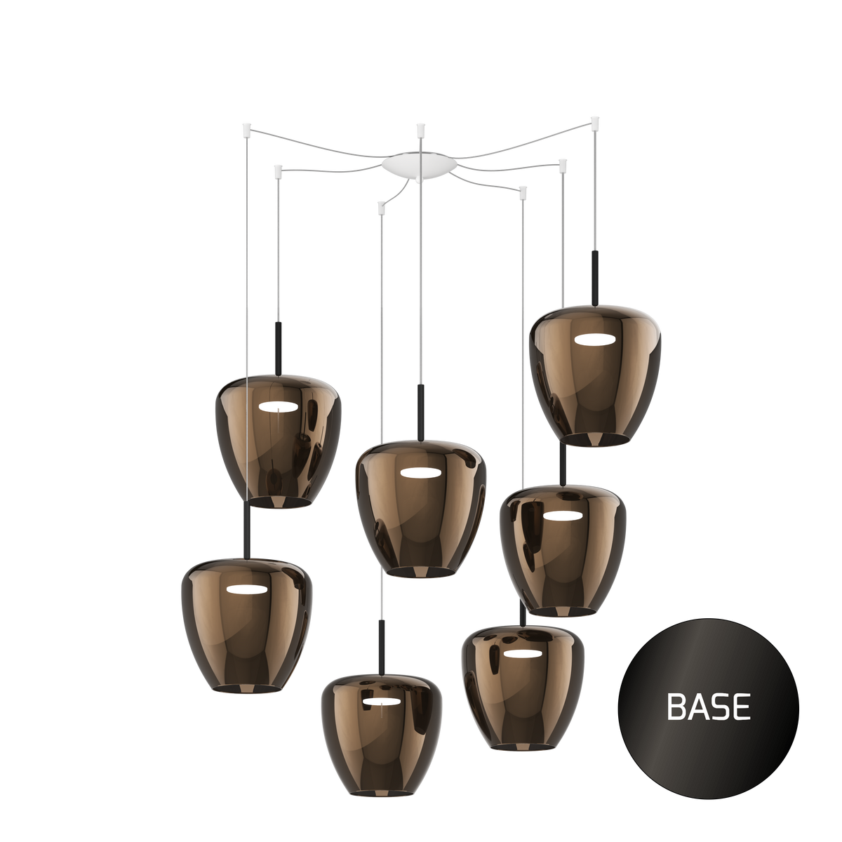 1236NB/S7 SG-BR SOSP. NEARLY BLACK 7 LUCI SPOSTABILE VETRI GRANDI BRONZO