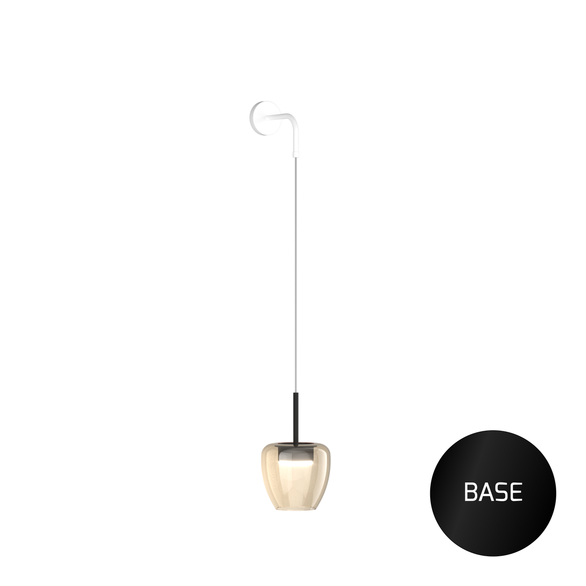 1236NE/A-AM APPLIQUE NERO 1 LUCE VETRO PICCOLO AMBRA