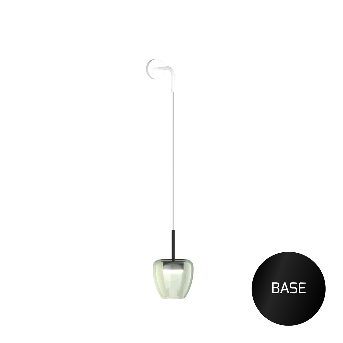1236NE/A-VE APPLIQUE NERO 1 LUCE VETRO PICCOLO VERDE