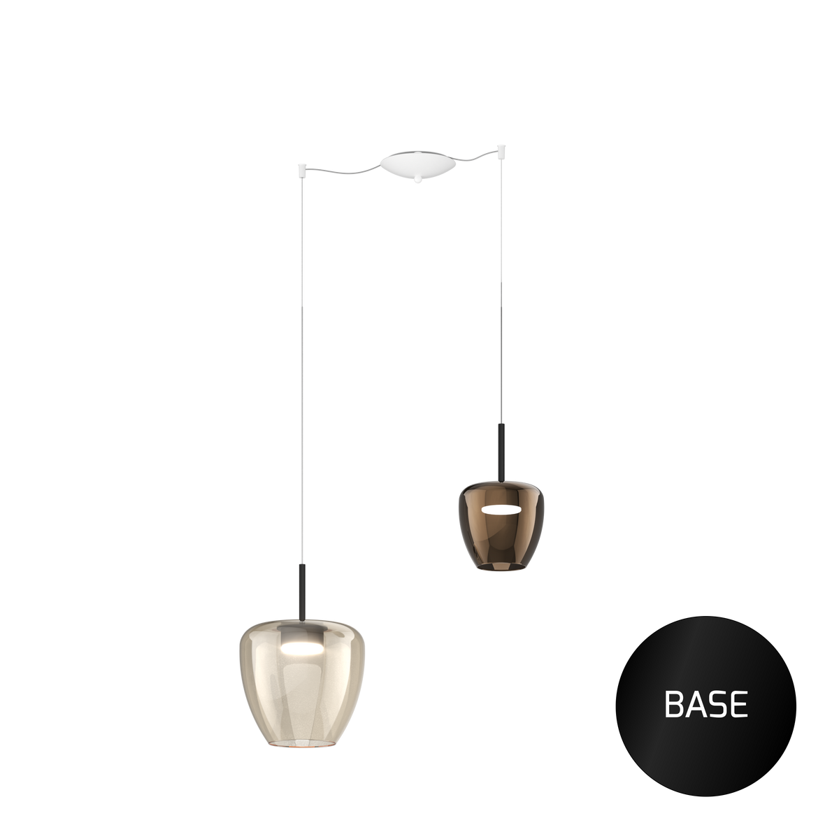 1236NE/S2 SMIX-AB SOSP. NERO 2 LUCI SPOSTABILE VETRI (1 PICCOLO BRONZO + 1 GRANDE AMBRA)