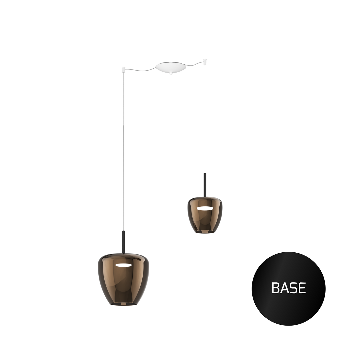 1236NE/S2 SMIX-BR SOSP. NERO 2 LUCI SPOSTABILE VETRI (1 PICCOLO + 1 GRANDE) TUTTI BRONZO