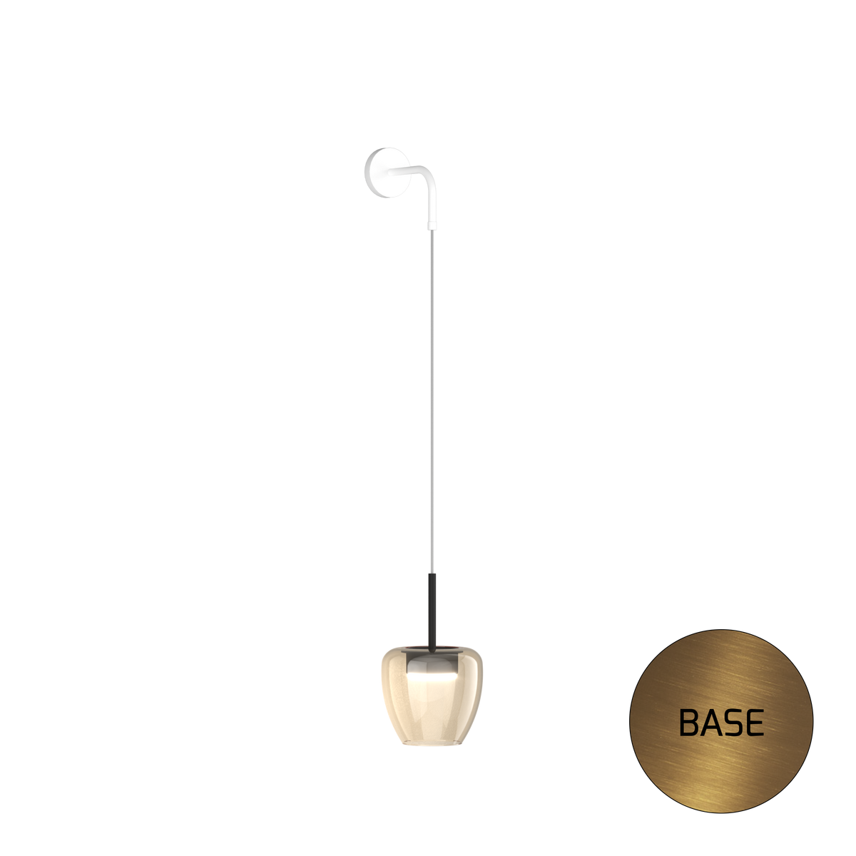 1236OS/A-AM APPLIQUE OTTONE SAT. 1 LUCE VETRO PICCOLO AMBRA