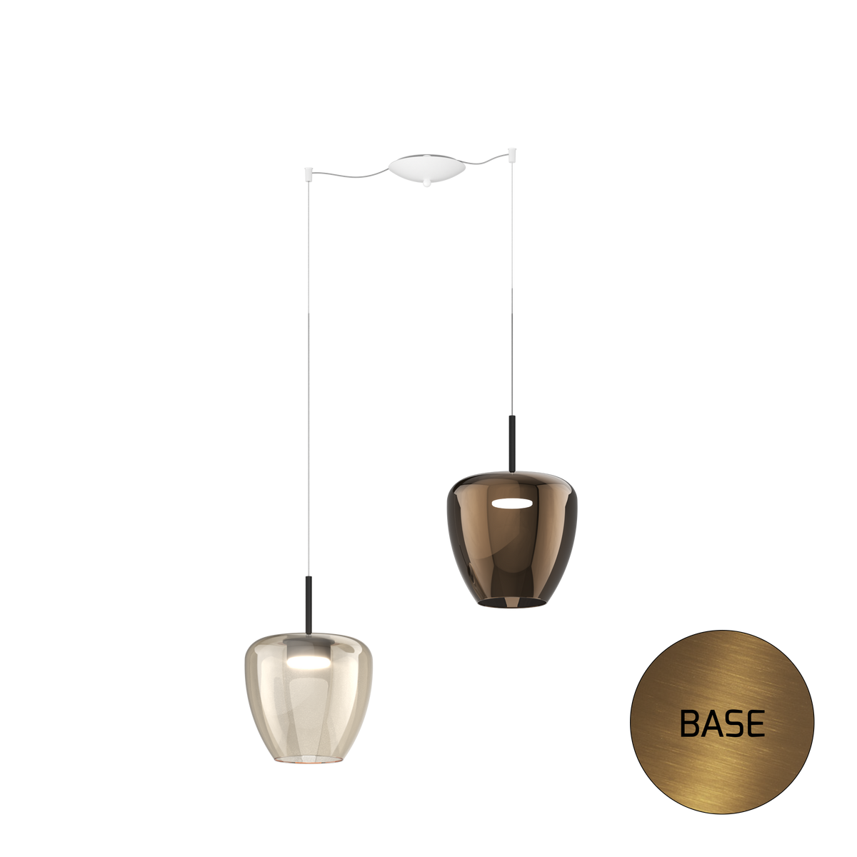 1236OS/S2 SG-AB SOSP. OTTONE SAT. 2 LUCI SPOSTABILE VETRI GRANDI (1 AMBRA + 1 BRONZO)