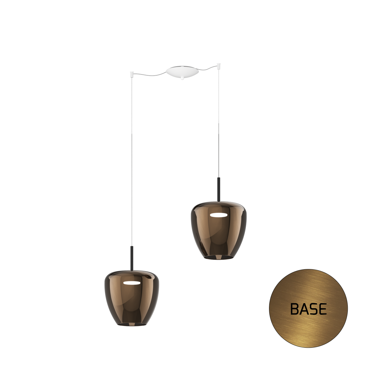 1236OS/S2 SG-BR SOSP. OTTONE SAT. 2 LUCI SPOSTABILE VETRI GRANDI BRONZO