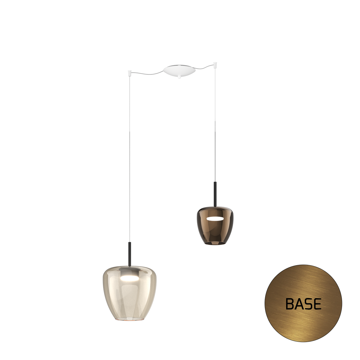 1236OS/S2 SMIX-AB SOSP. OTTONE SAT. 2 LUCI SPOSTABILE VETRI (1 PICCOLO BRONZO + 1 GRANDE AMBRA)