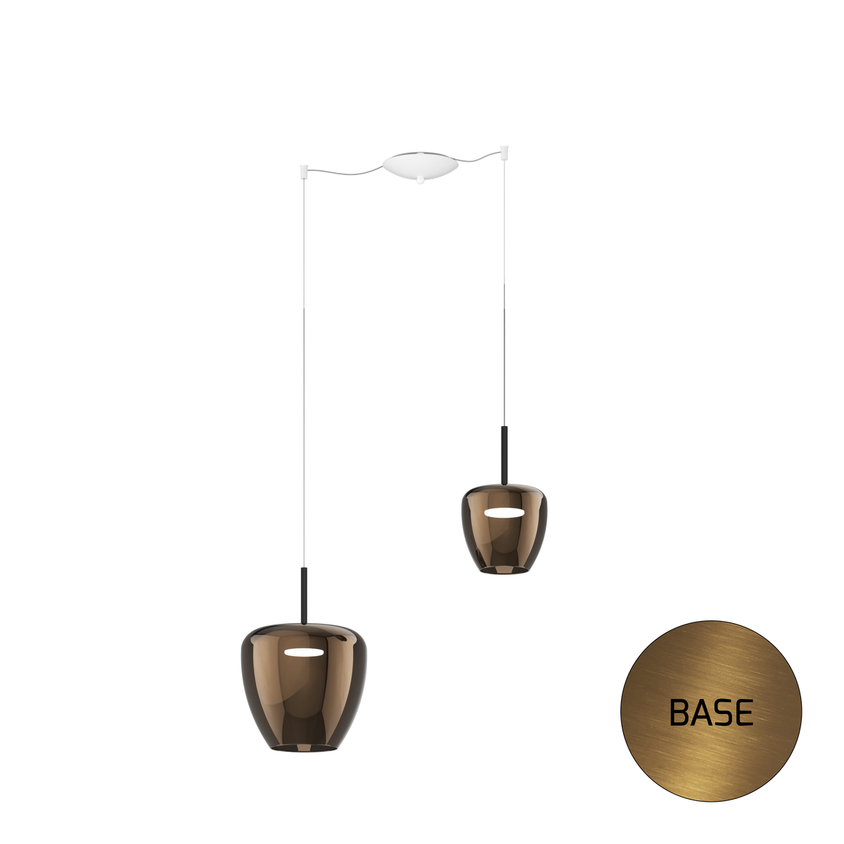 1236OS/S2 SMIX-BR SOSP. OTTONE SAT. 2 LUCI SPOSTABILE VETRI (1 PICCOLO + 1 GRANDE) TUTTI BRONZO