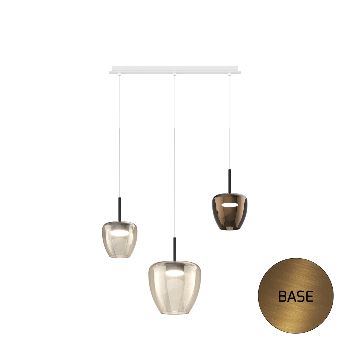1236OS/S3 RMIX-AB SOSP. OTTONE SAT. 3 LUCI RETTANGOLARE VETRI (1 PICCOLO AMBRA + 1 PICCOLO BRONZO + 1 GRANDE AMBRA)