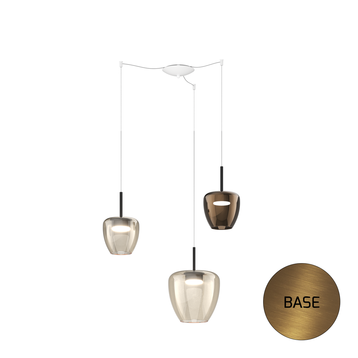 1236OS/S3 SMIX-AB SOSP. OTTONE SAT. 3 LUCI SPOSTABILE VETRI (1 PICCOLO AMBRA + 1 PICCOLO BRONZO + 1 GRANDE AMBRA)