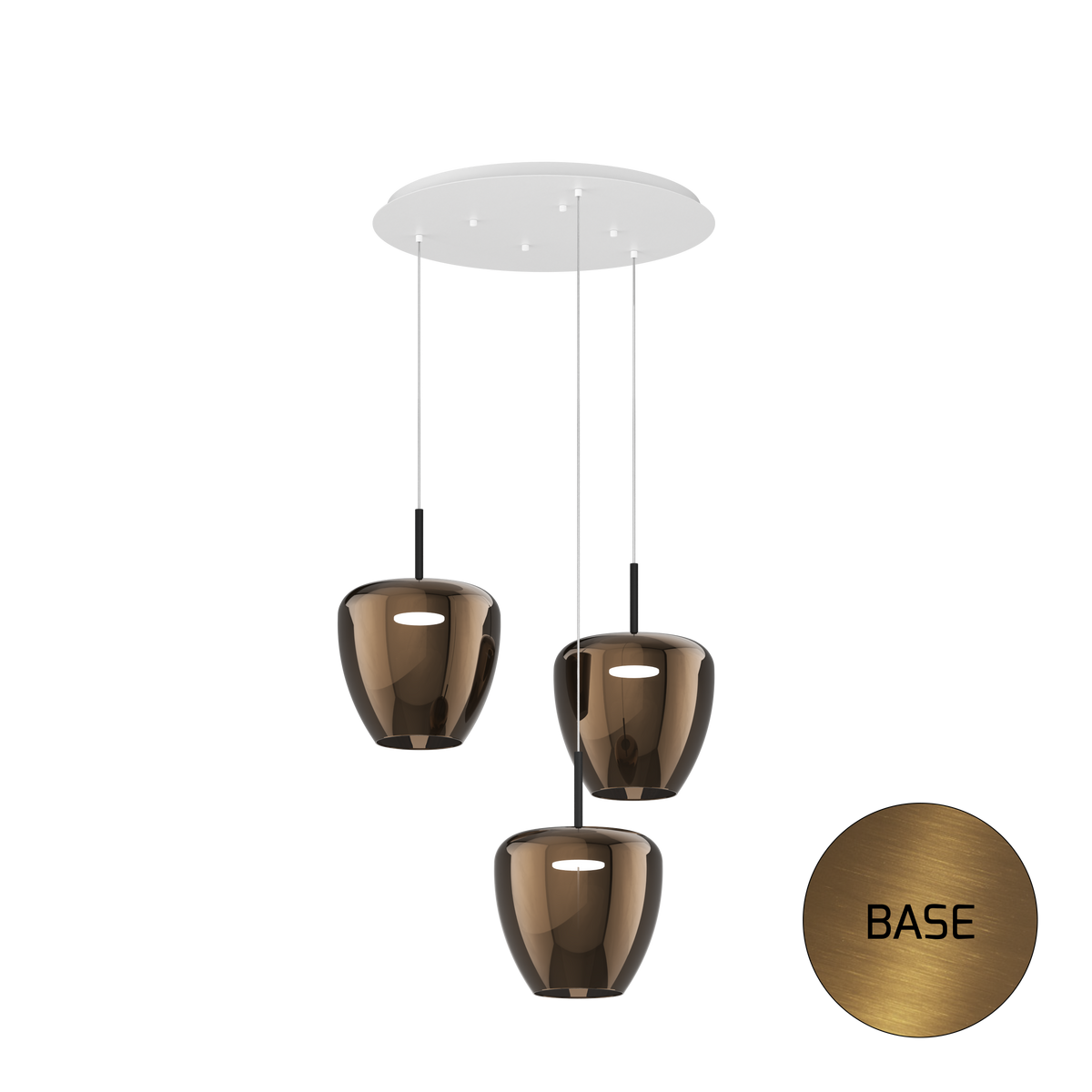 1236OS/S3 TG-BR SOSP. OTTONE SAT. 3 LUCI TONDO VETRI GRANDI BRONZO