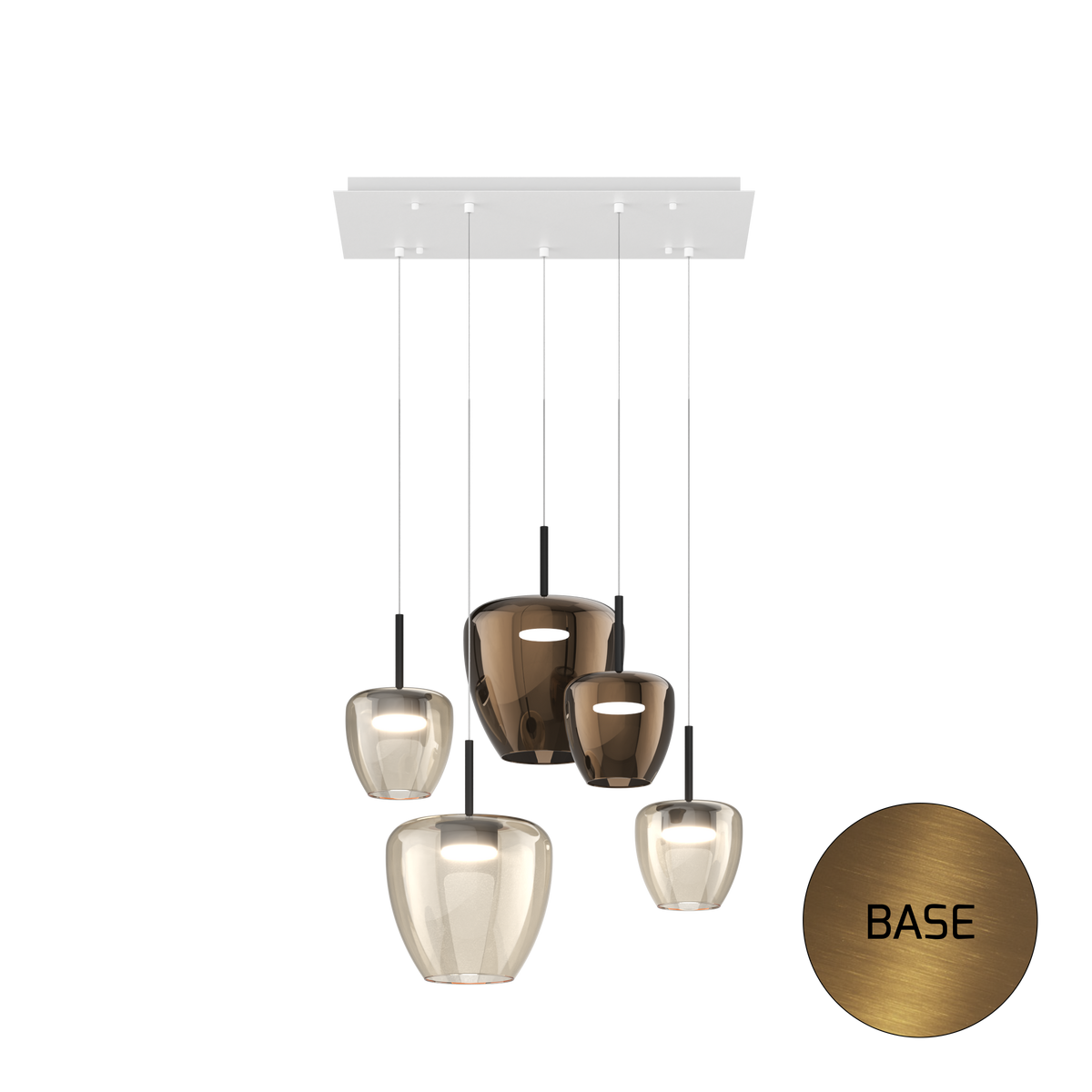 1236OS/S5 RMIX-AB SOSP. OTTONE SAT. 5 LUCI RETTANGOLARE VETRI (2 PICCOLO AMBRA + 1 PICCOLO BRONZO + 1 GRANDE AMBRA + 1 GRANDE BRONZO)