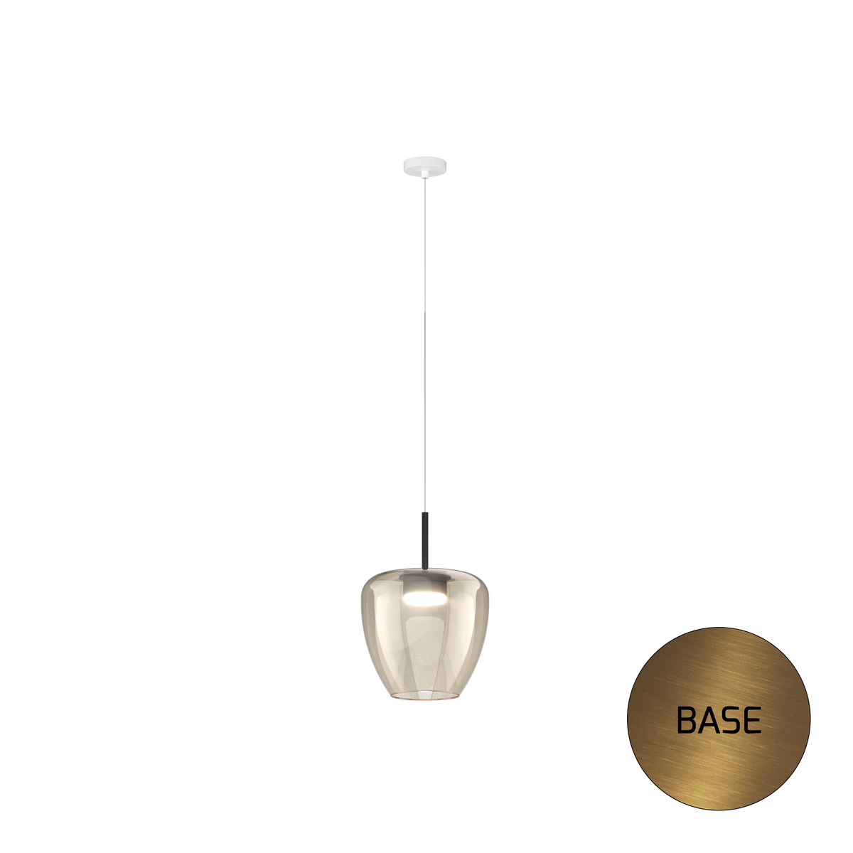 1236OS/SG-AM SOSP. OTTONE SAT. 1 LUCE VETRO GRANDE AMBRA