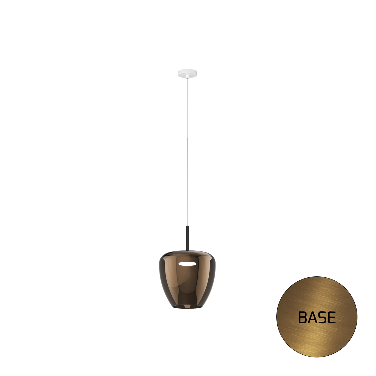 1236OS/SG-BR SOSP. OTTONE SAT. 1 LUCE VETRO GRANDE BRONZO