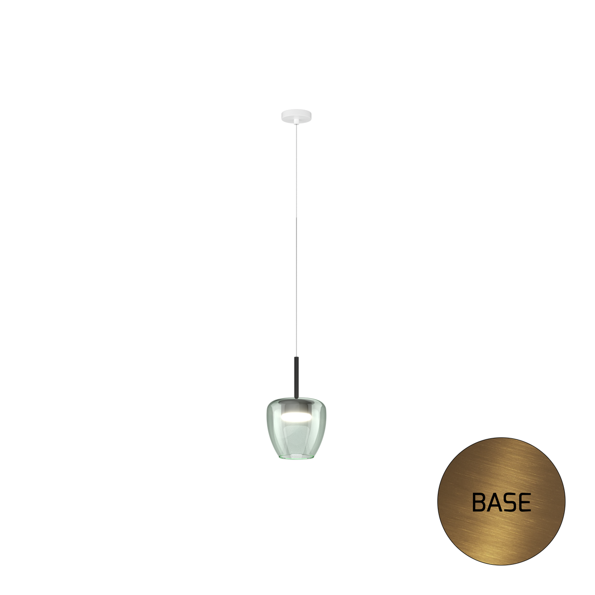 1236OS/SP-VE SOSP. OTTONE SAT. 1 LUCE VETRO PICCOLO VERDE
