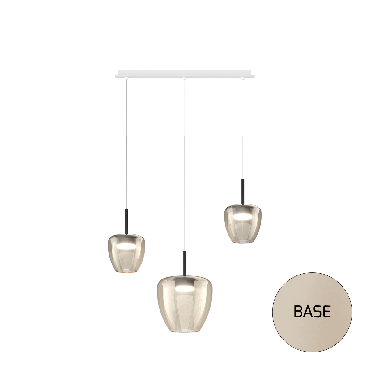 1236SA/S3 RMIX-AM SOSP. SABBIA 3 LUCI RETTANGOLARE VETRI (2 PICCOLI + 1 GRANDE) TUTTI AMBRA