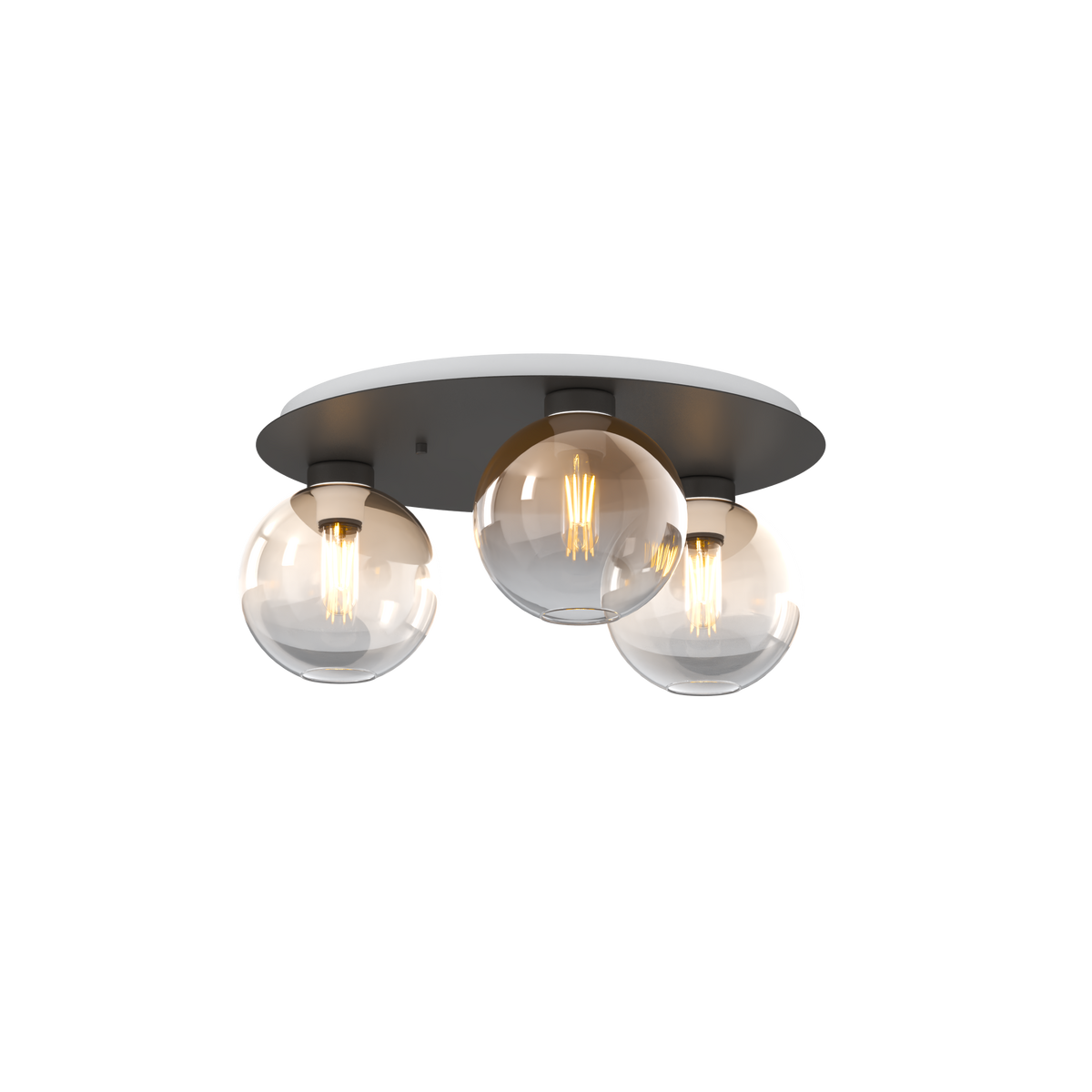 1240NB/PL3 T-AB L-LINE PLAFONIERA NEARLY BLACK 3 LUCI TONDO VETRI 2X AMBRA + 1X BRONZO