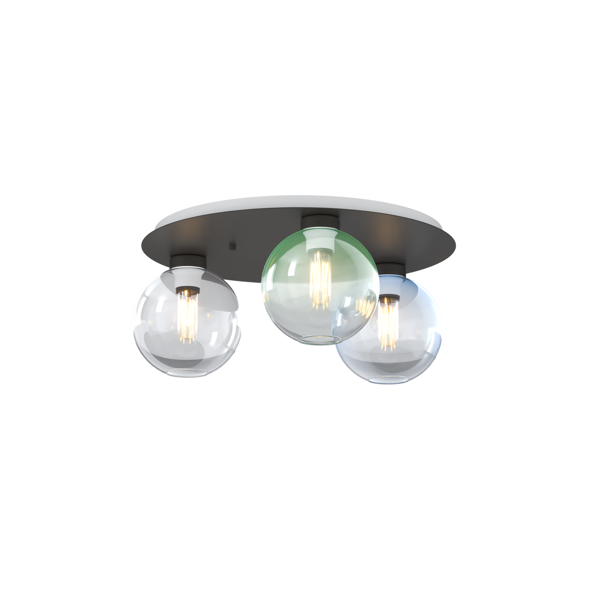 1240NB/PL3 T-MP L-LINE PLAFONIERA NEARLY BLACK 3 LUCI TONDO VETRI 1X AMBRA + 1X VERDE + 1X BLU