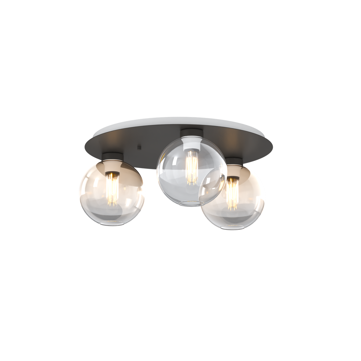 1240NB/PL3 T-TA L-LINE PLAFONIERA NEARLY BLACK 3 LUCI TONDO VETRI 1X TRASPARENTE + 2X AMBRA