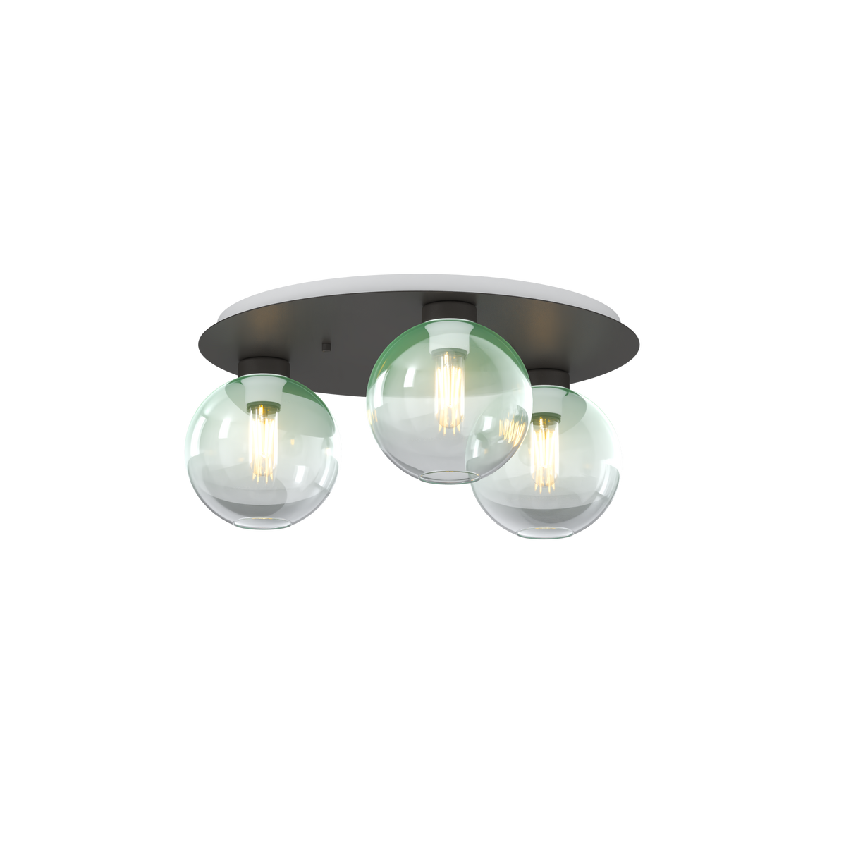 1240NB/PL3 T-VE L-LINE PLAFONIERA NEARLY BLACK 3 LUCI TONDO VETRI VERDE