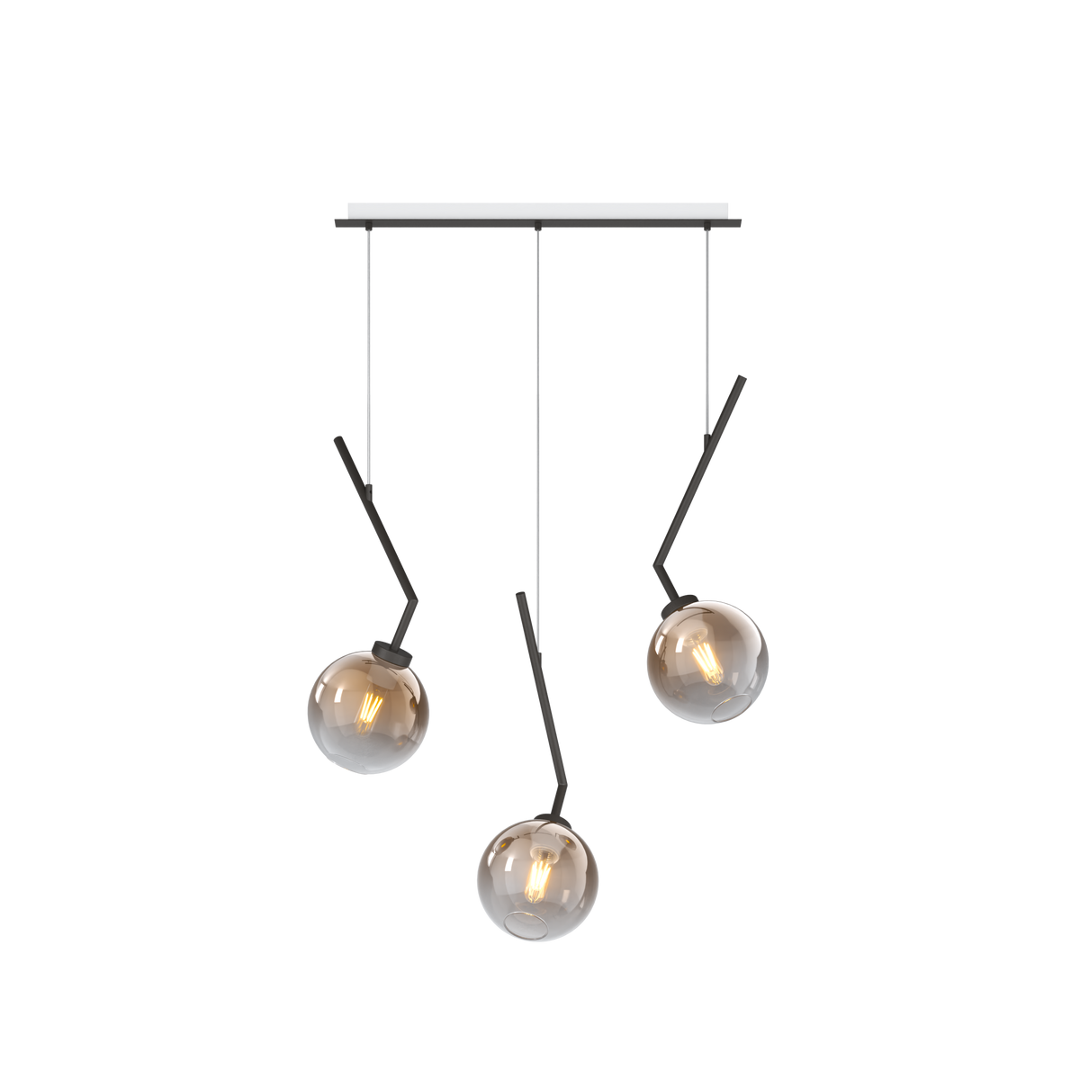 1240NB/S3 R-BR L-LINE SOSP. NEARLY BLACK 3 LUCI RETTANGOLARE VETRI BRONZO