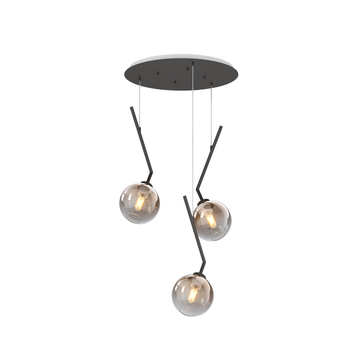 1240NB/S3 T-BR L-LINE SOSP. NEARLY BLACK 3 LUCI TONDO VETRI BRONZO