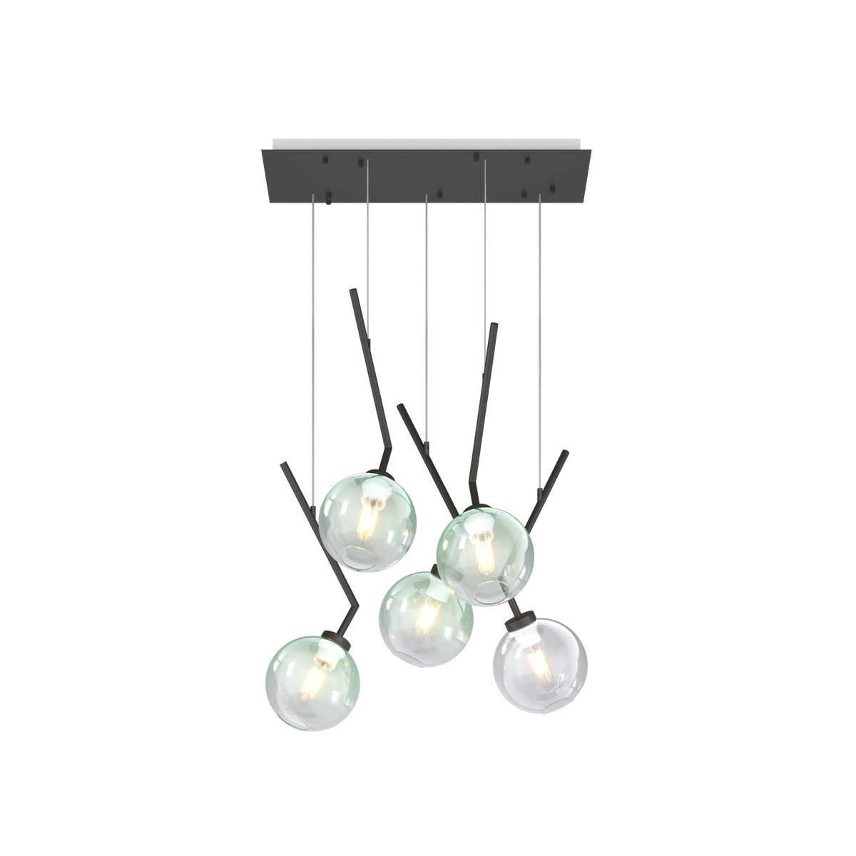 1240NB/S5 R-MP L-LINE SOSP. NEARLY BLACK 5 LUCI RETTANGOLARE VETRI 2X AMBRA + 1X VERDE + 1X BLU + 1X TRASPARENTE