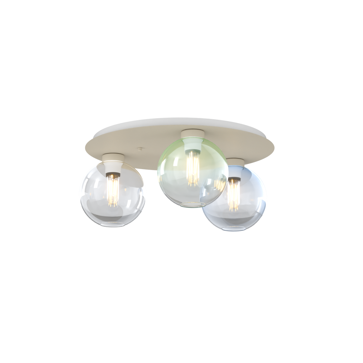 1240SA/PL3 T-MP L-LINE PLAFONIERA SABBIA 3 LUCI TONDO VETRI 1X AMBRA + 1X VERDE + 1X BLU