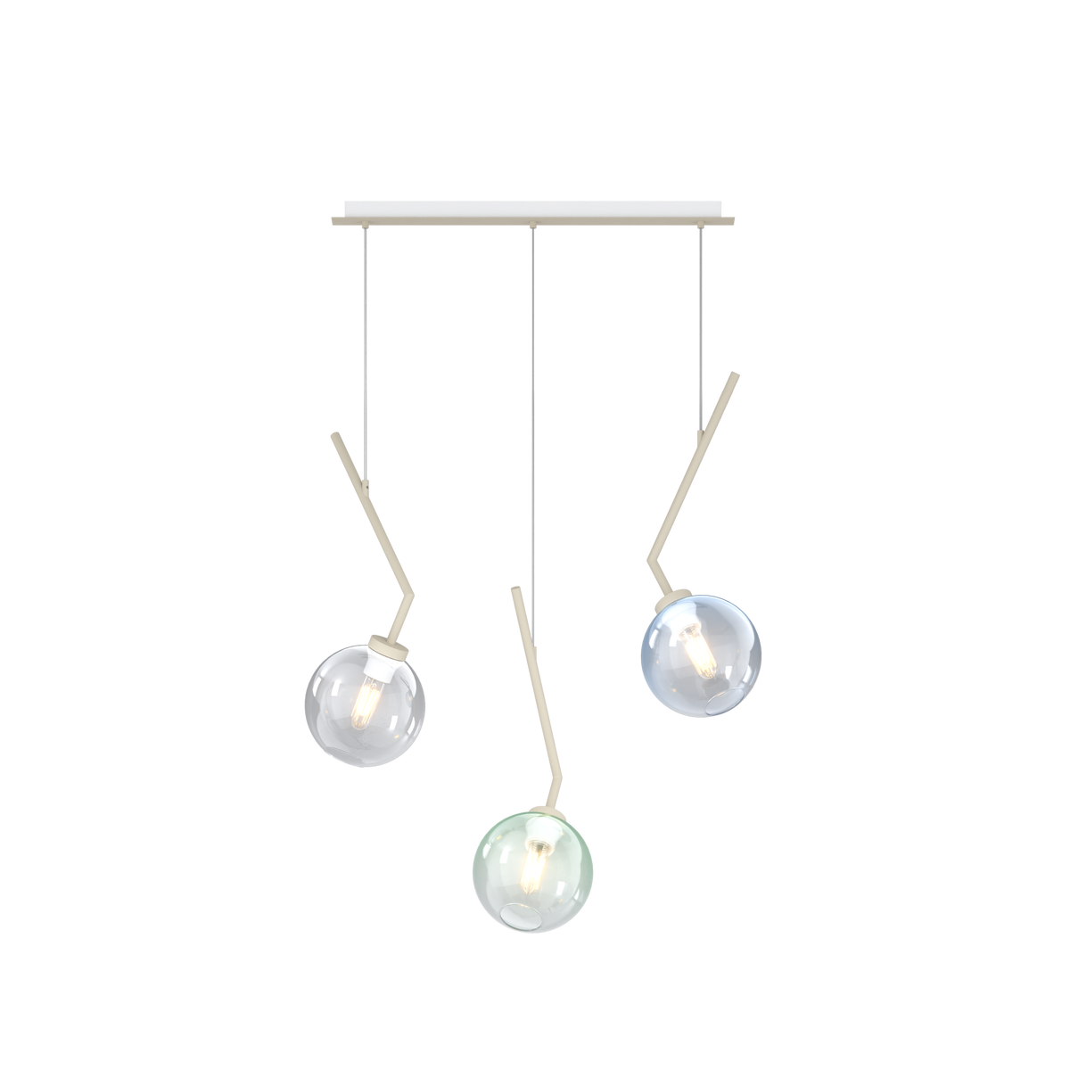 1240SA/S3 R-MP L-LINE SOSP. SABBIA 3 LUCI RETTANGOLARE VETRI 1X AMBRA + 1X VERDE + 1X BLU