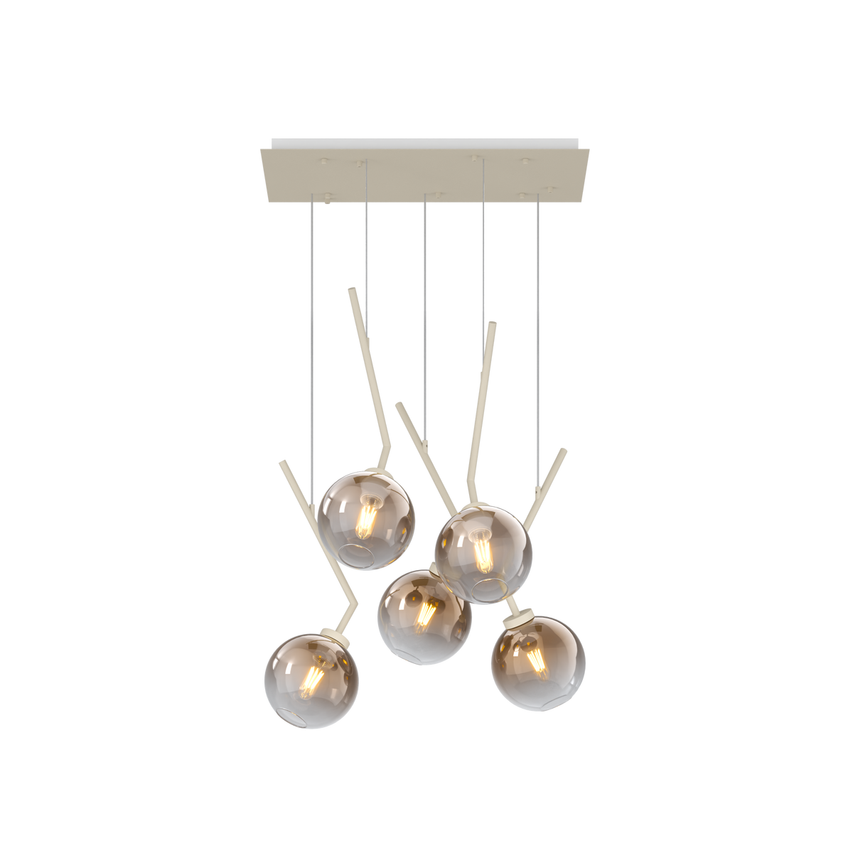 1240SA/S5 R-BR L-LINE SOSP. SABBIA 5 LUCI RETTANGOLARE VETRI BRONZO