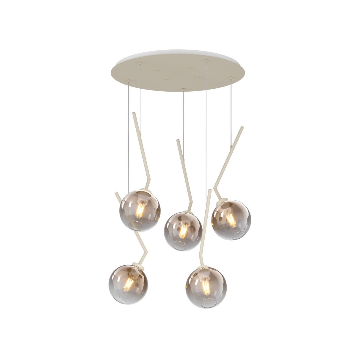 1240SA/S5 T-BR L-LINE SOSP. SABBIA 5 LUCI TONDO VETRI BRONZO