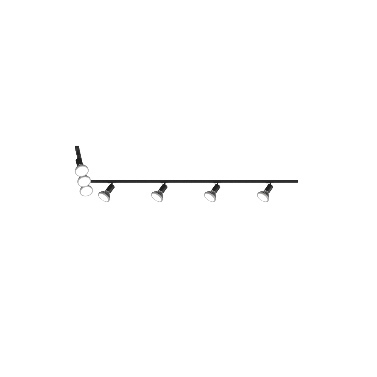 MONO/AMOSKIT-300L-NE MONO KIT BINARIO NERO 300 CM. (200 + GIUNTO AD 'L' + 100 CM) + 7 PZ. FARETTO AMOS NERO