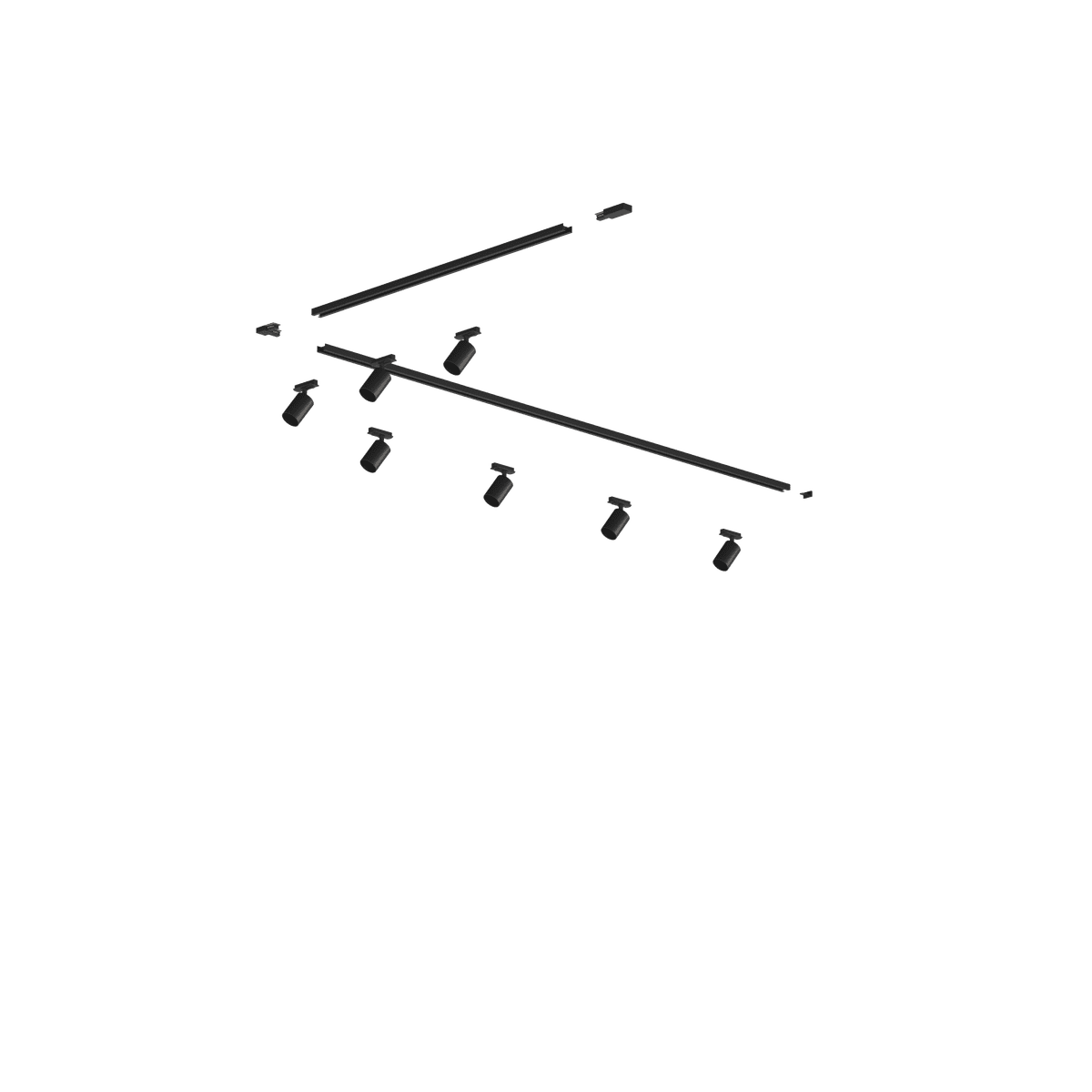 MONO/AMOSKIT-300L-NE MONO KIT BINARIO NERO 300 CM. (200 + GIUNTO AD 'L' + 100 CM) + 7 PZ. FARETTO AMOS NERO