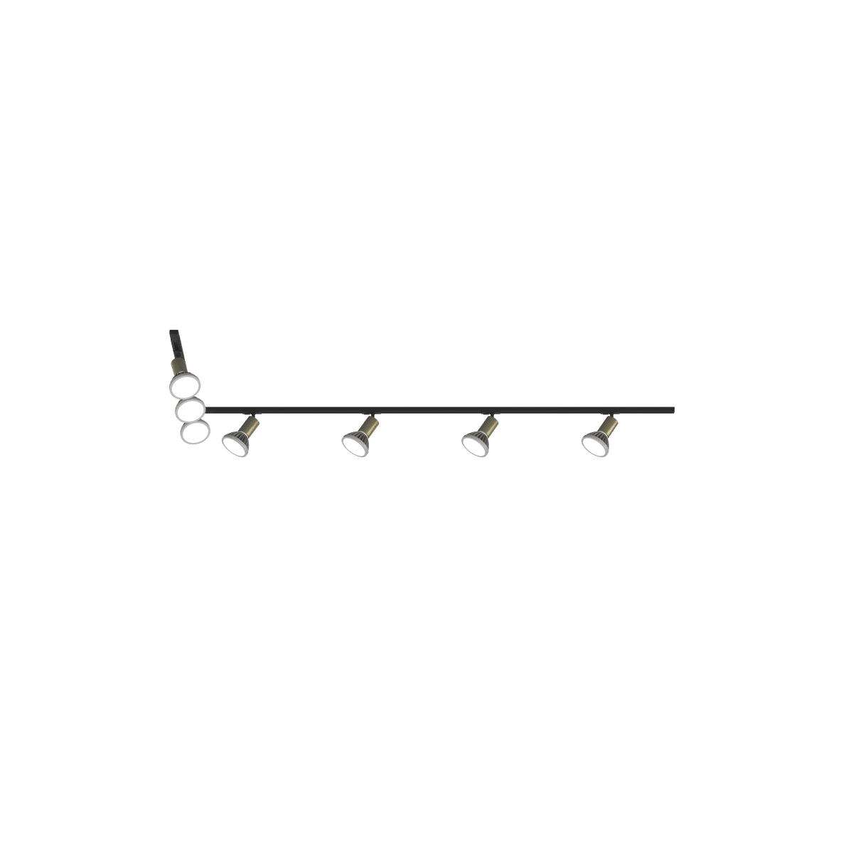 MONO/AMOSKIT-300L-OR MONO KIT BINARIO NERO 300 CM. (200 + GIUNTO AD 'L' + 100 CM) + 7 PZ. FARETTO AMOS ORO