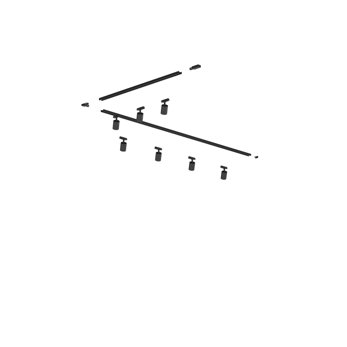 MONO/YARIKIT-300L-NE MONO KIT BINARIO NERO 300 CM. (200 + GIUNTO AD 'L' + 100 CM) + 7 PZ. FARETTO YARI NERO