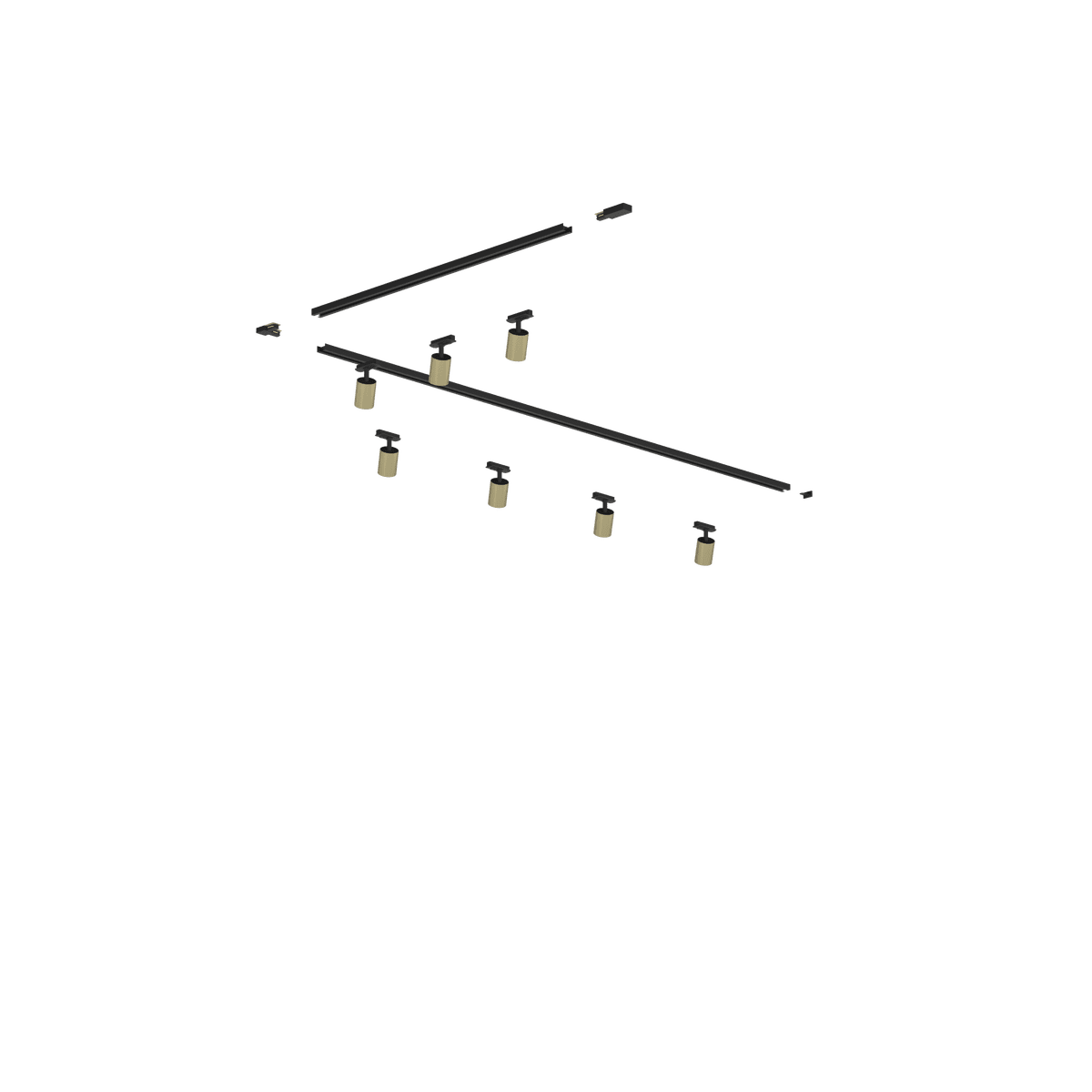 MONO/YARIKIT-300L-OR MONO KIT BINARIO NERO 300 CM. (200 + GIUNTO AD 'L' + 100 CM) + 7 PZ. FARETTO YARI ORO