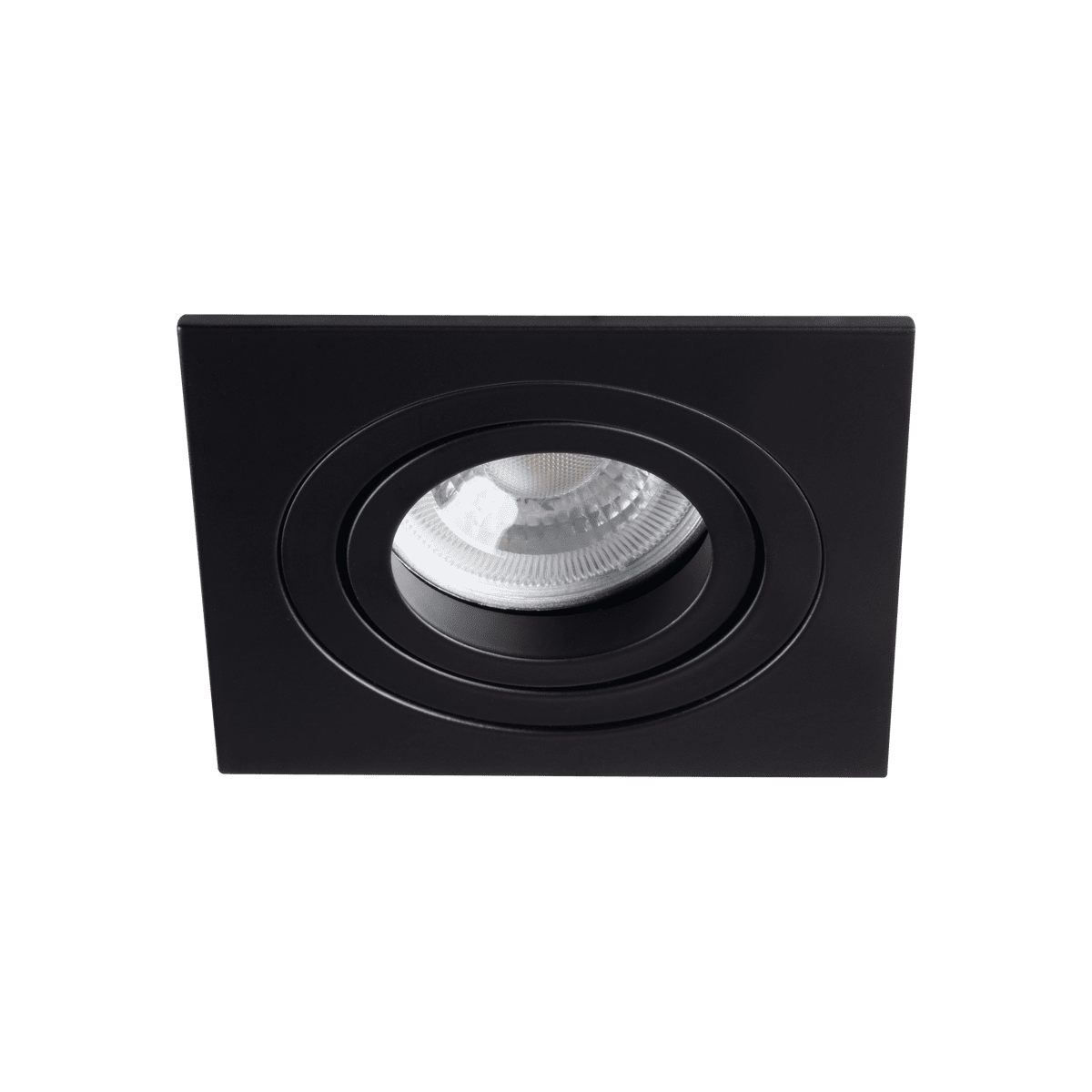 FARETTO INCASSO IP20 ORIENTABILE QUADRO NERO OPACO CON PORTALAMPADA GU10