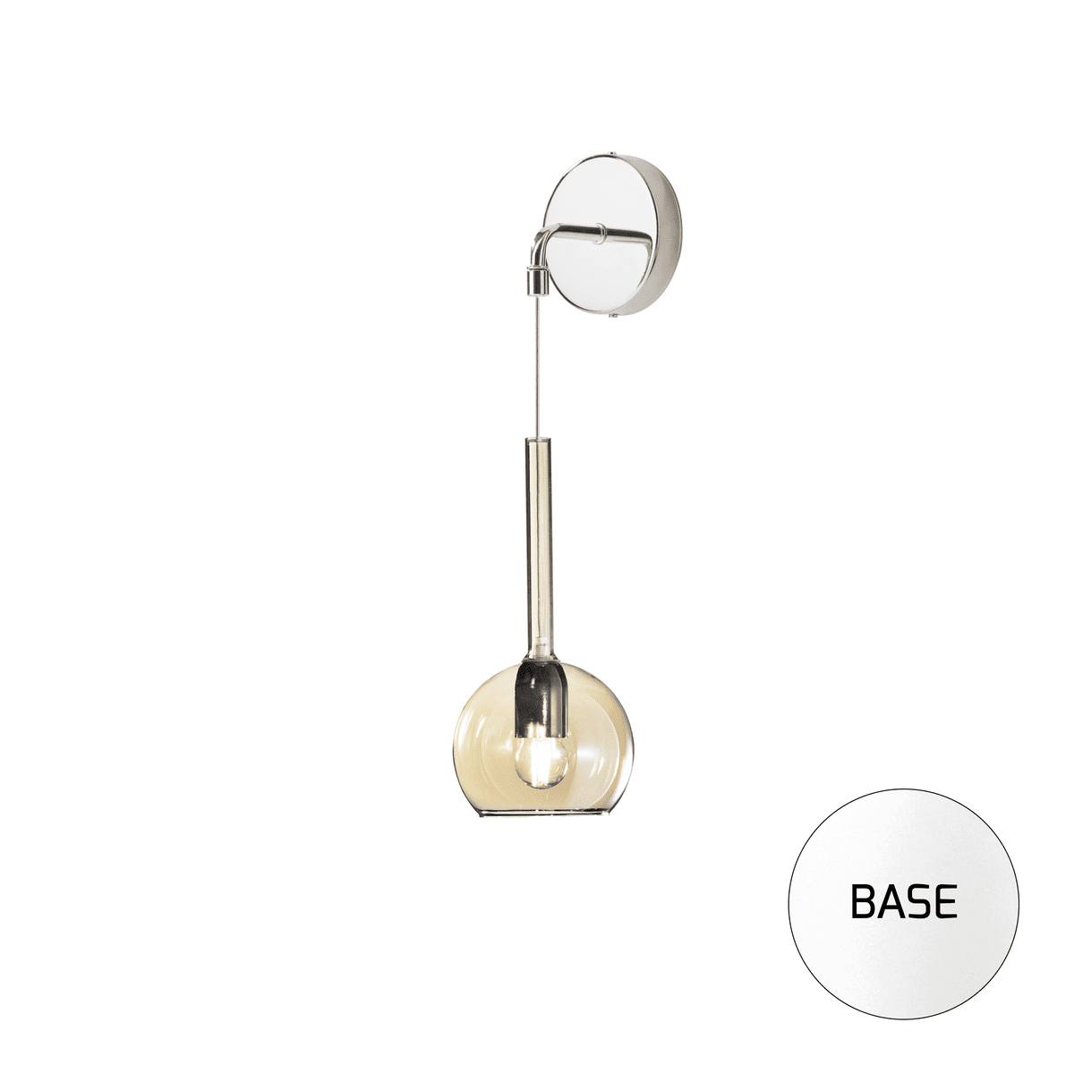 1155BI/A-AM FUTURE APPLIQUE BIANCO 1 LUCE PICCOLA VETRO AMBRA