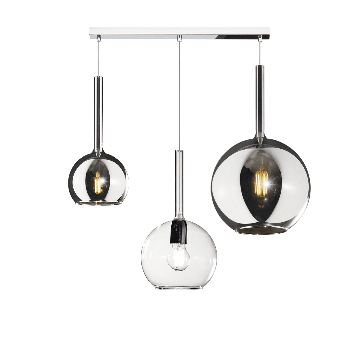 1155CR/S3 RMIX-TC FUTURE SOSP. CROMO RETTANGOLARE 3 LUCI VETRI (GRANDE CR + MEDIO TR + PICCOLO CR)