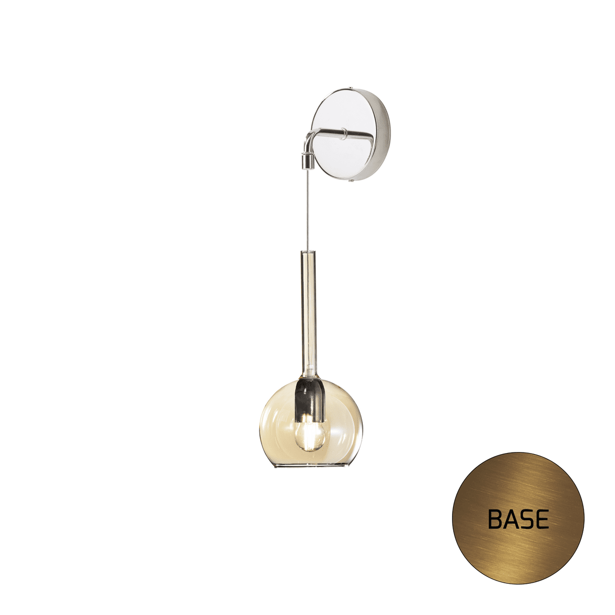 1155OS/A-AM FUTURE APPLIQUE OTTONE SAT. 1 LUCE PICCOLA VETRO AMBRA