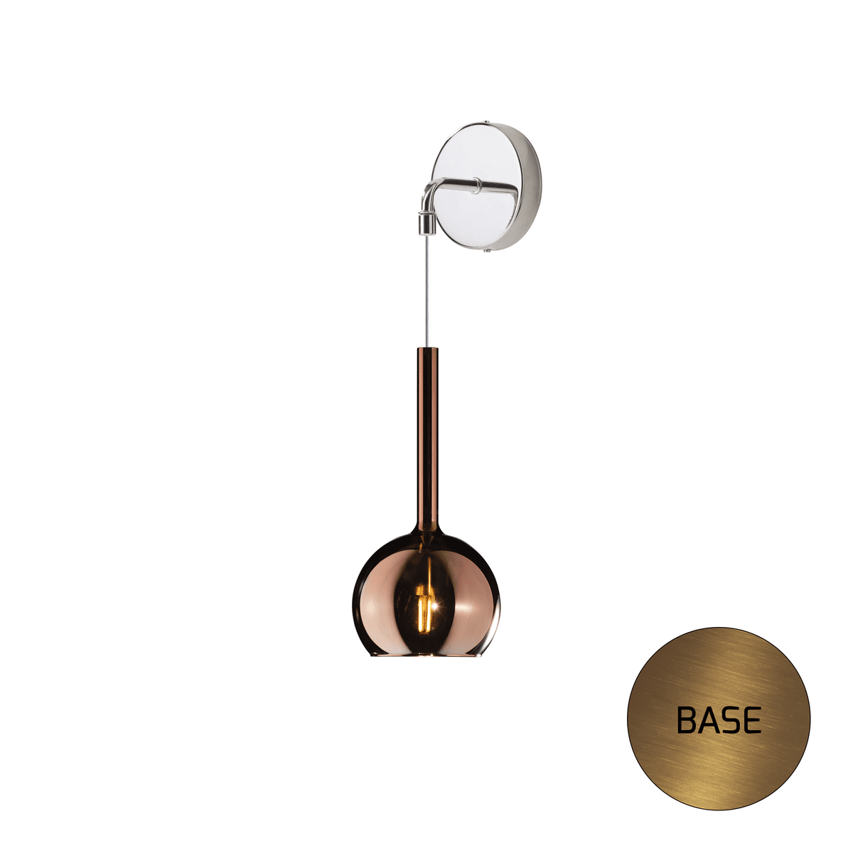 1155OS/A-RA FUTURE APPLIQUE OTTONE SAT. 1 LUCE PICCOLA VETRO RAME
