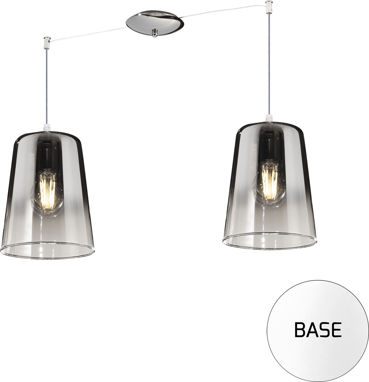 1164BI/S2 S-CR SHADED SOSP. BIANCO SPOSTABILE 2 LUCI CROMO