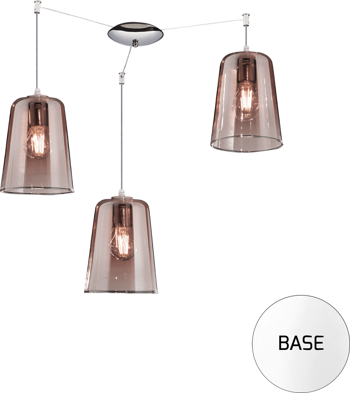 1164BI/S3 S-RA SHADED SOSP. BIANCO SPOSTABILE 3 LUCI RAME