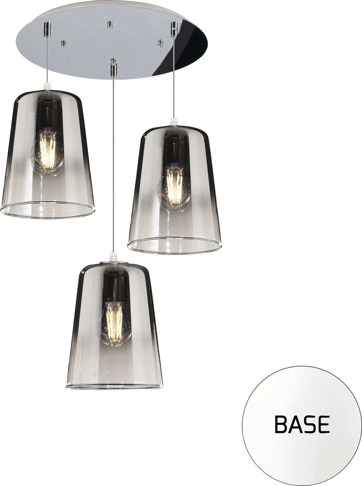 1164BI/S3 T-CR SHADED SOSP. BIANCO TONDA 3 LUCI CROMO