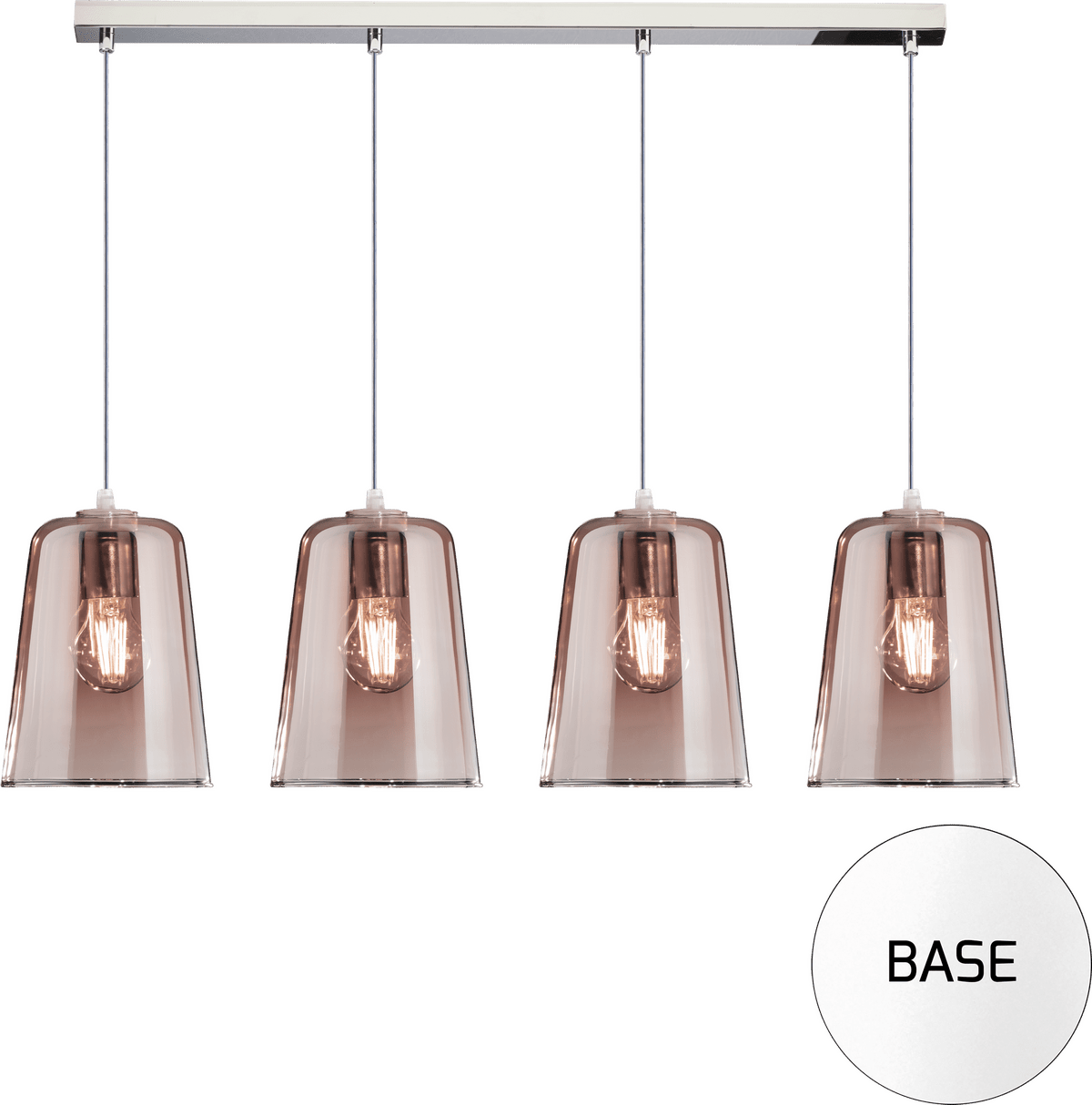 1164BI/S4 R-RA SHADED SOSP. BIANCO RETTANGOLARE 4 LUCI RAME